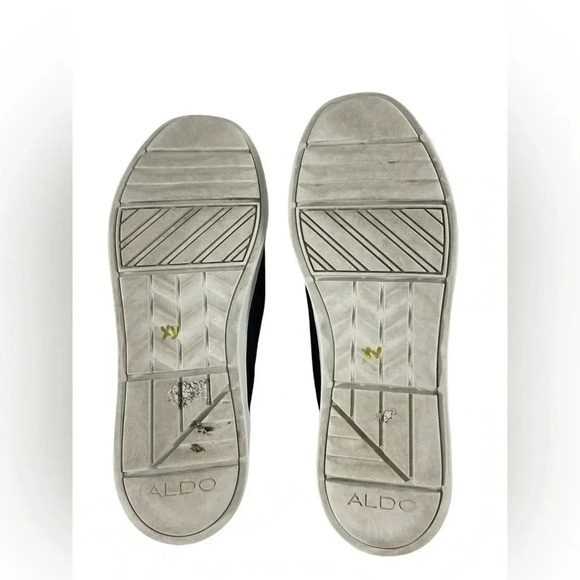 Aldo  Paise Black/White/Gold Leather Velcro Sneakers Size 8.5 - Picture 8 of 11